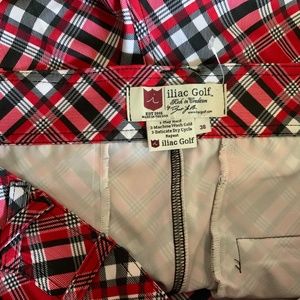 Men’s XL Iliac Plaid Golf Shorts and Shirt Set.